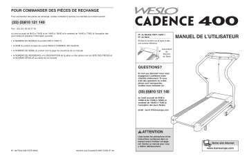 Weslo WETL15405 400 TREADMILL Manuel utilisateur | Fixfr