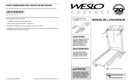 Weslo WETL2013 CADENCE 70 TREADMILL Manuel utilisateur