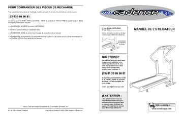 Weslo WETL2502 CADENCE 830 TREADMILL Manuel utilisateur | Fixfr