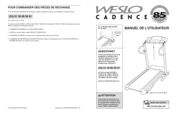 Weslo WETL2614 CADANCE 85 TREADMILL Manuel utilisateur | Fixfr