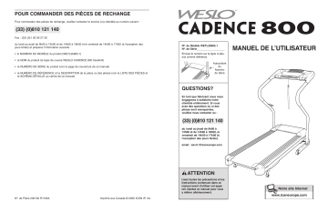 Weslo WETL26905 CADENCE 800 TREADMILL Manuel utilisateur | Fixfr