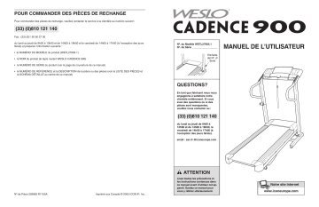 Weslo WETL27905 CADENCE 900 TREADMILL Manuel utilisateur | Fixfr