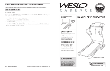 Weslo WETL2813 90 TREADMILL Manuel utilisateur | Fixfr