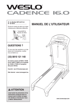 Weslo WETL39710 16 TREADMILL Manuel utilisateur