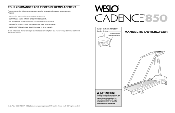 Weslo WETL8506 850 TREADMILL Manuel utilisateur | Fixfr