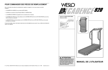 Weslo WETL9206 CADENCE 920 TREADMILL Manuel utilisateur | Fixfr