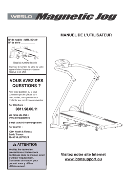 Weslo WITL11013 TREADMILL Manuel utilisateur