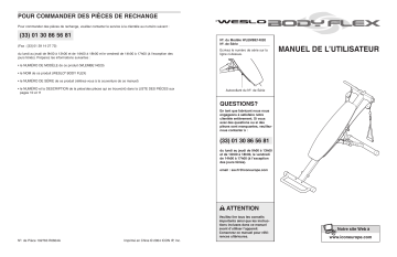 Weslo WLEMBE1402 BODY FLEX BENCH Manuel utilisateur | Fixfr