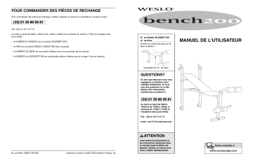 Weslo WLEMBE7120 200 BENCH Manuel utilisateur | Fixfr