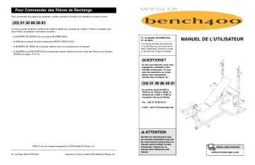 Weslo WLEMBE7320 400 BENCH Manuel utilisateur | Fixfr