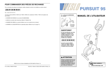 Weslo WLEMEX0992 PURSUIT 95 BIKE Manuel utilisateur | Fixfr