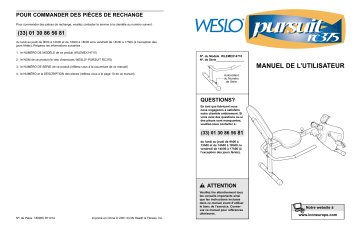 Weslo WLEMEX1471 PURSUIT RC375 BIKE Manuel utilisateur | Fixfr