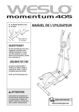 Weslo WLEVEL1176 405 ELLIPTICAL Manuel utilisateur