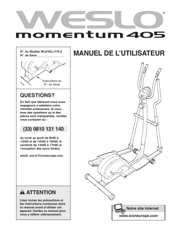 Weslo WLEVEL1176 405 ELLIPTICAL Manuel utilisateur | Fixfr