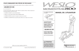 Weslo WLEVEL2485 MOMENTUM 800 ELLIPTICAL Manuel utilisateur