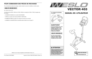 Weslo WLEVEX2983 VECTOR 403 BIKE Manuel utilisateur | Fixfr