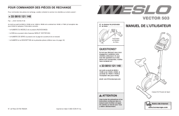 Weslo WLEVEX3483 VECTOR 503 BIKE Manuel utilisateur | Fixfr