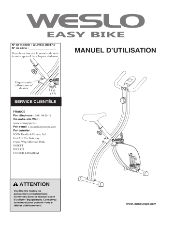 Weslo WLIVEX30017 Easy Bike BIKE Manuel utilisateur | Fixfr