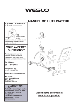 Weslo WLIVEX42514 Exercise Bike Manuel utilisateur