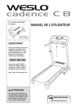 Weslo WETL26806 C8 TREADMILL Manuel utilisateur