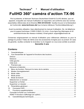 Technaxx TX-96 Action Cam FullHD 360° Manuel du propriétaire | Fixfr