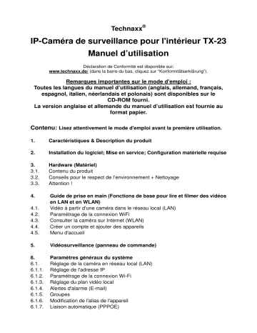 Technaxx TX-23 IP-Indoor Security Camera Manuel du propriétaire | Fixfr