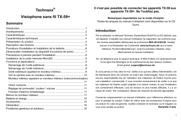 Technaxx TX-59+ Wireless Video Door Phone Manuel du propriétaire | Fixfr