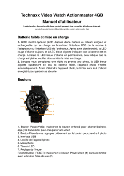 Technaxx Video Wrist Watch Actionmaster 4GB Manuel du propriétaire