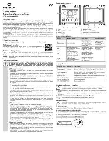 TOOLCRAFT TO-6547356 Digital goniometer Calibrated to Manuel du propriétaire | Fixfr