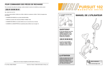 Pursuit 102 | Weslo WLEVEX1292 102 BIKE Manuel utilisateur | Fixfr