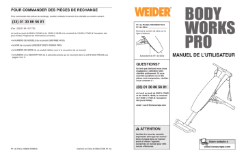 Weider WEFMBE1401 BODY WORKS BENCH Manuel utilisateur | Fixfr