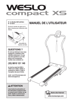 Weslo WETL20708 COMPACT XS TREADMILL Manuel utilisateur