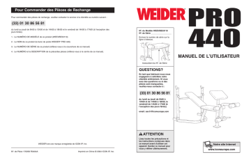 Weider WEEVBE3311 PRO 440 BENCH Manuel utilisateur | Fixfr