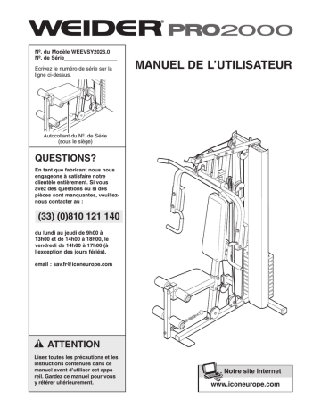 Weider WEEVSY2026 PRO 2000 SYSTEM Manuel utilisateur | Fixfr