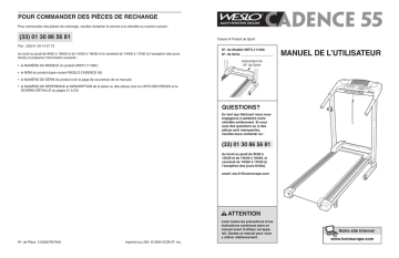 Weslo WETL1114 CADENCE 55 TREADMILL Manuel utilisateur | Fixfr