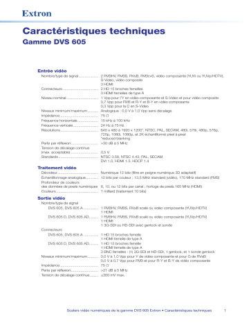 Extron DVS 605 spécification | Fixfr