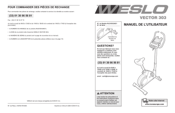 Vector 302 | Weslo WLEVEX2483 VECTOR 303 BIKE Manuel utilisateur | Fixfr