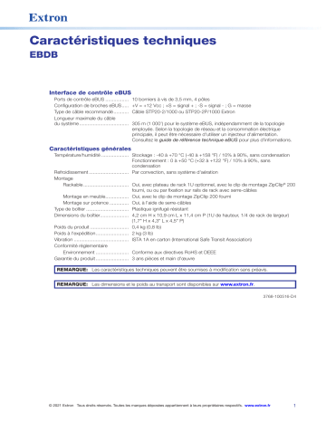 Extron EBDB spécification | Fixfr