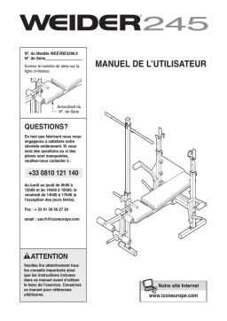 Weider WEEVBE3296 245 BENCH Manuel utilisateur