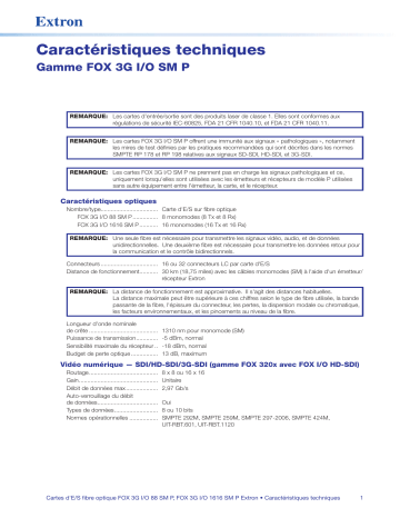 Extron FOX 3G I/O SM P spécification | Fixfr