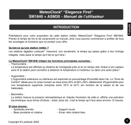 Lexibook SM1840 MeteoClock Evolution Advance Manuel utilisateur
