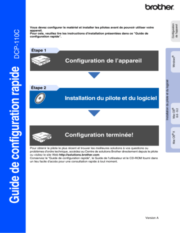 Brother DCP-110C Inkjet Printer Guide d'installation rapide | Fixfr