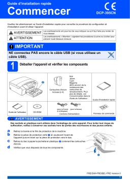 Brother DCP-395CN Inkjet Printer Guide d'installation rapide