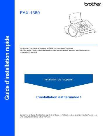 Brother FAX-1360 Inkjet Printer Guide d'installation rapide | Fixfr