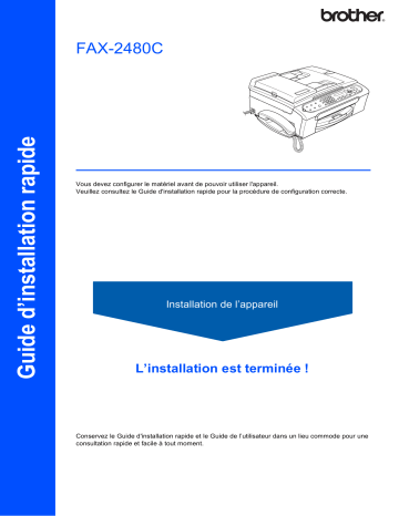 Brother FAX-2480C Inkjet Printer Guide d'installation rapide | Fixfr