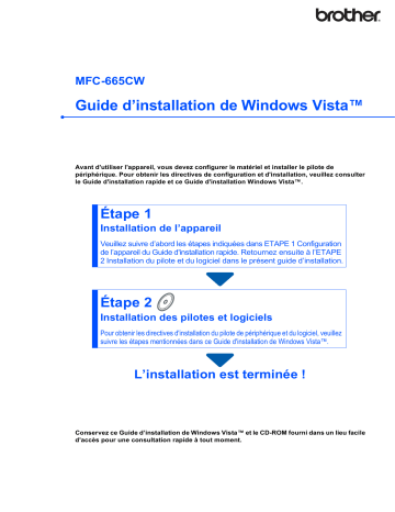 Brother MFC-665CW Inkjet Printer Guide d'installation | Fixfr