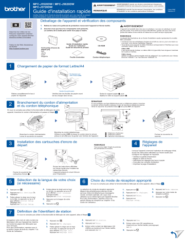 MFC-J5620DW | MFC-J5720DW | Brother MFC-J5520DW Inkjet Printer Guide d'installation rapide | Fixfr
