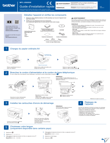 Brother MFC-J5920DW Inkjet Printer Guide d'installation rapide | Fixfr
