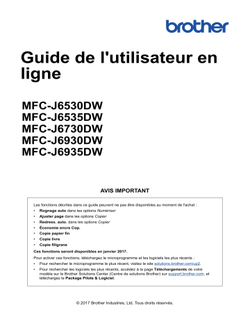 MFC-J6535DW(XL) | MFC-J6530DW | MFC-J6930DW | Brother MFC-J6935DW Inkjet Printer Manuel utilisateur | Fixfr