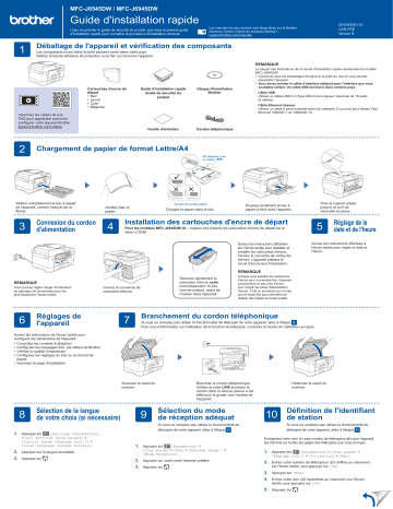 MFC-J6545DW(XL) | Brother MFC-J6945DW Inkjet Printer Guide d'installation rapide | Fixfr